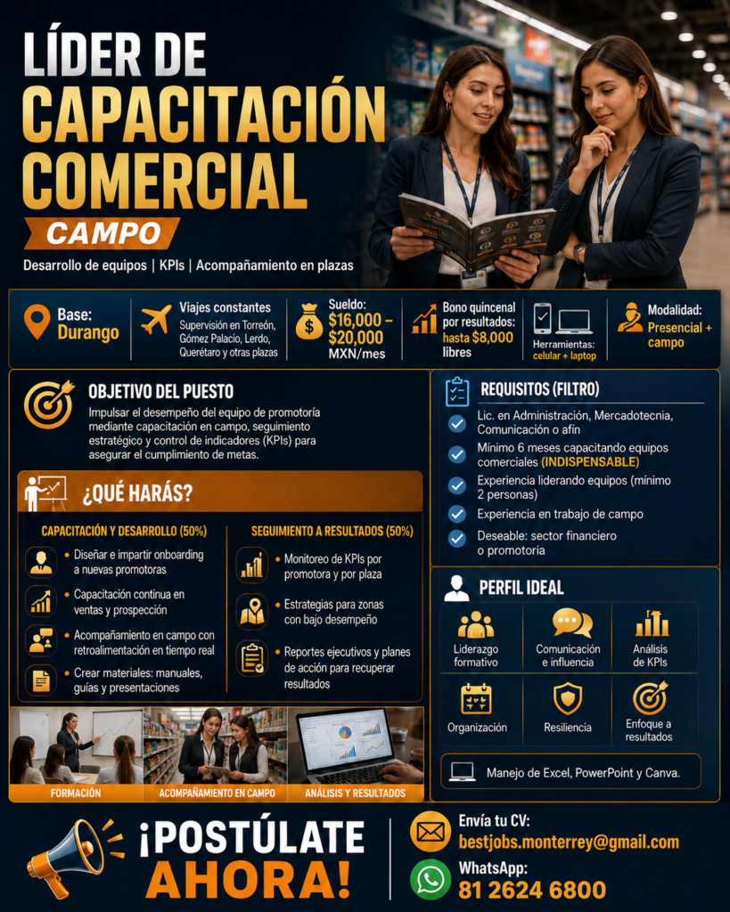 Líder de Capacitación Comercial en Campo