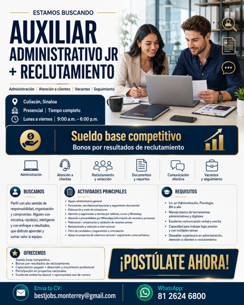 Auxiliar Administrativo JR + Reclutamiento