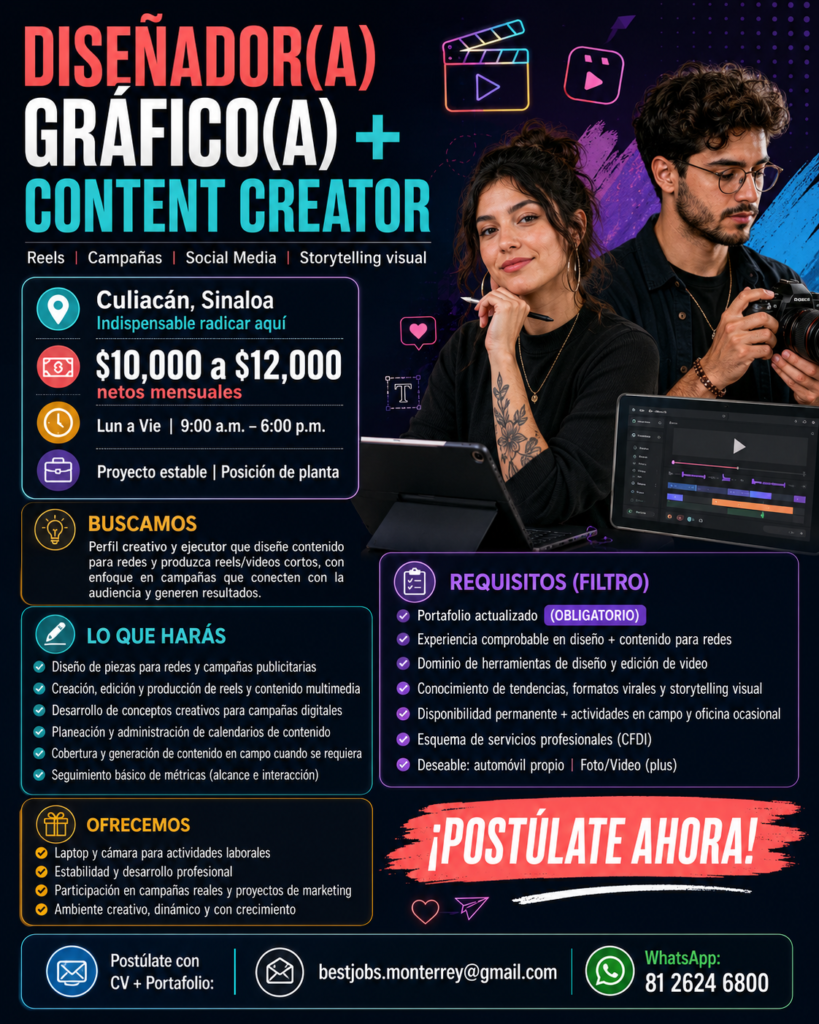 Diseñador(a) Gráfico(a) + Content Creator