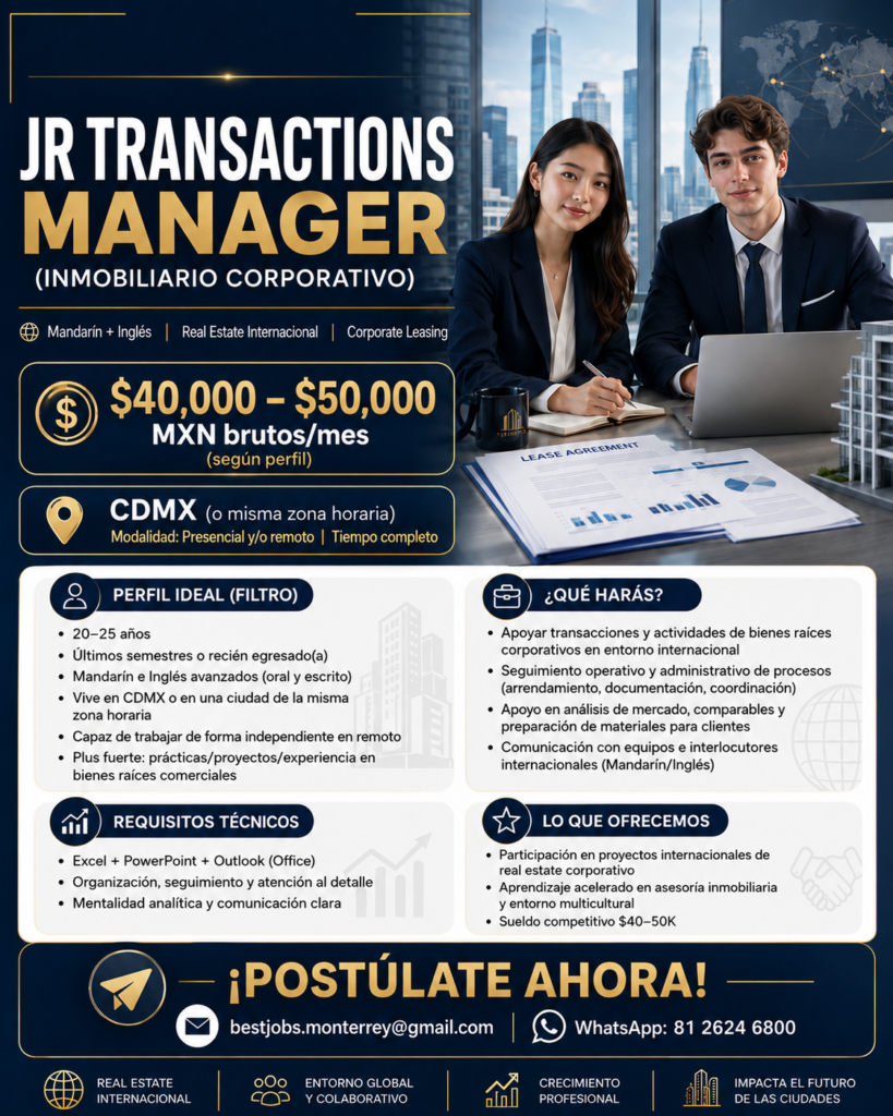 JR Transactions Manager – Inmobiliario