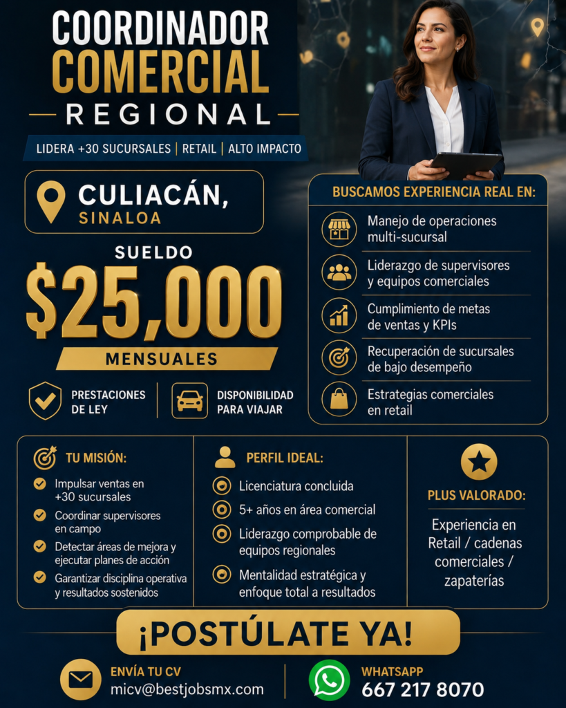 Coordinador comercial Regional