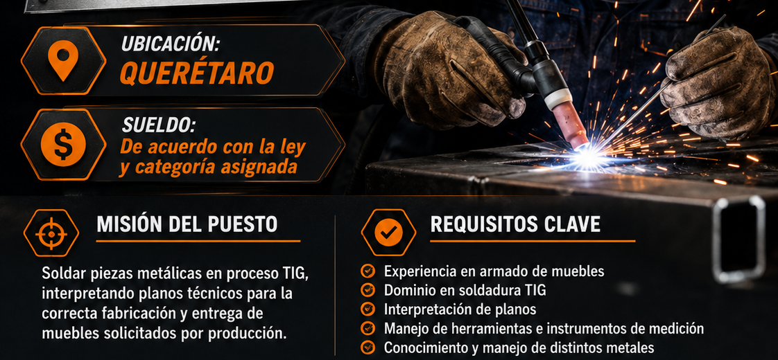 Soldador con dominio en soldadura TIG